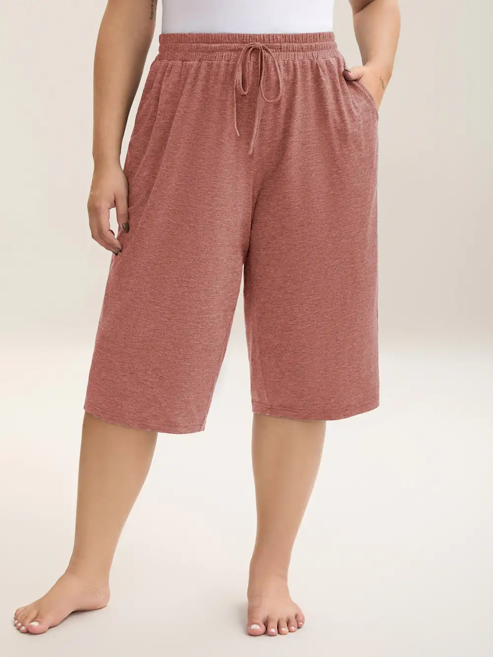 Mixed Color Knit Drawstring Loungewear Bottoms
