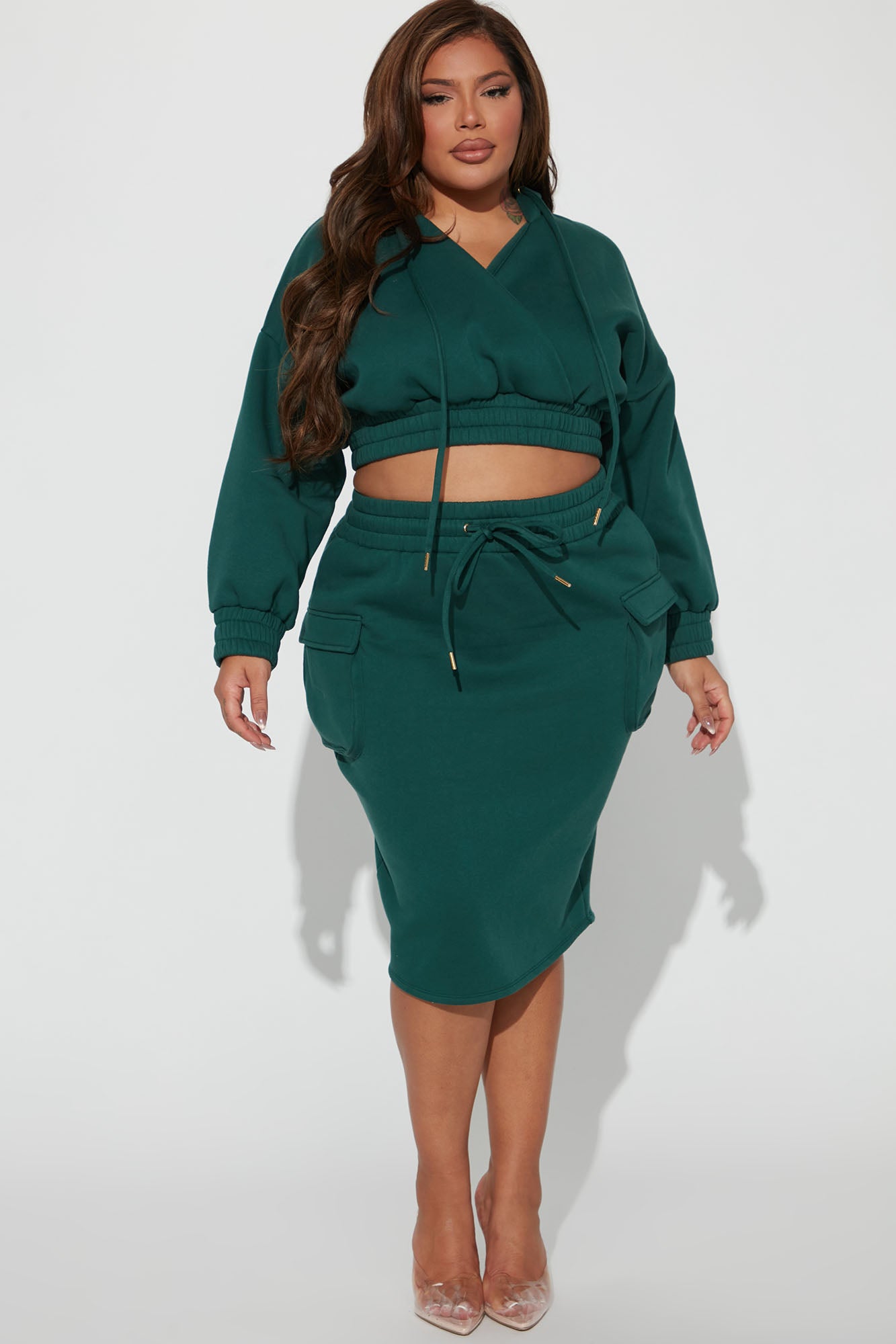 Stepping Out Midi Skirt Set - Hunter