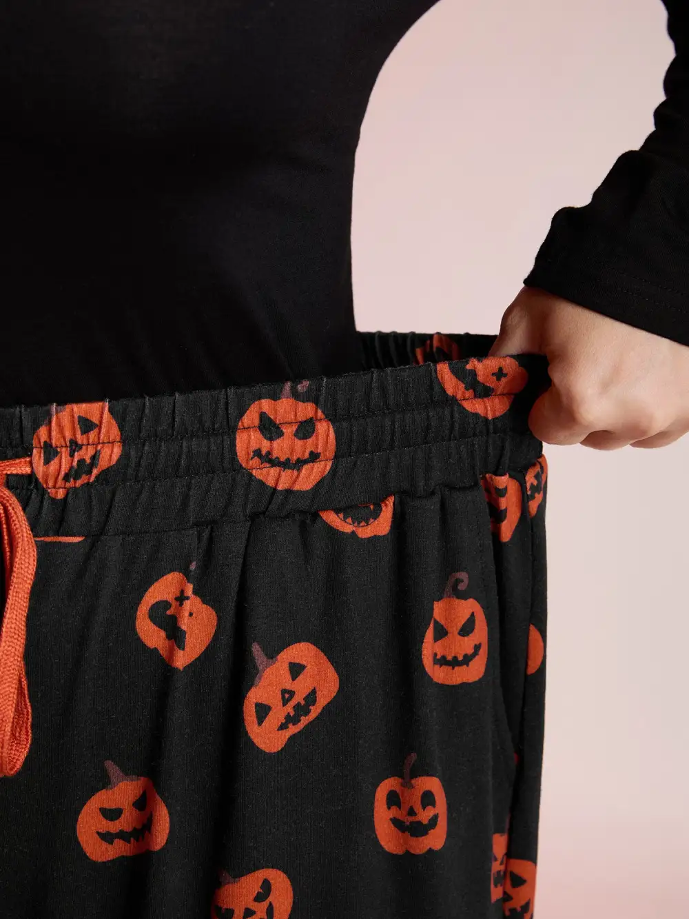 Pumpkin Everywhere Contrast Drawstring Pants