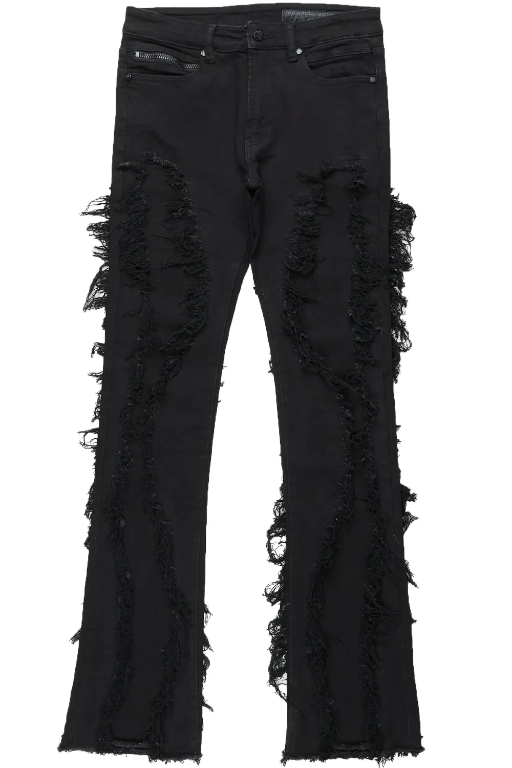 Tristan Jet Black Stacked Flare Jean