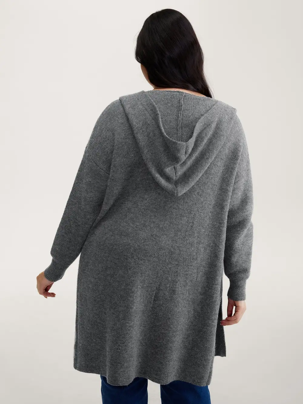 Hooded Button Slit Pockets Knit Cardigan