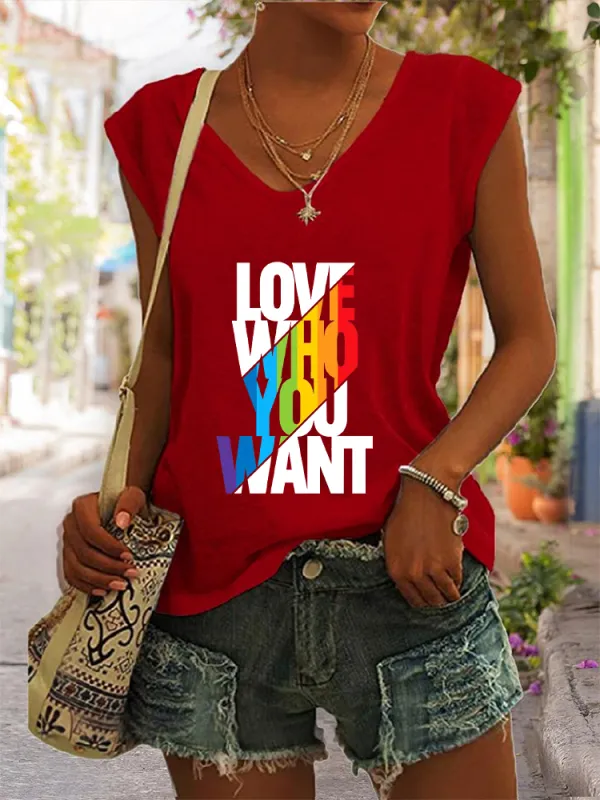 Women's Gay Day Love Who You Want V-neck Vest