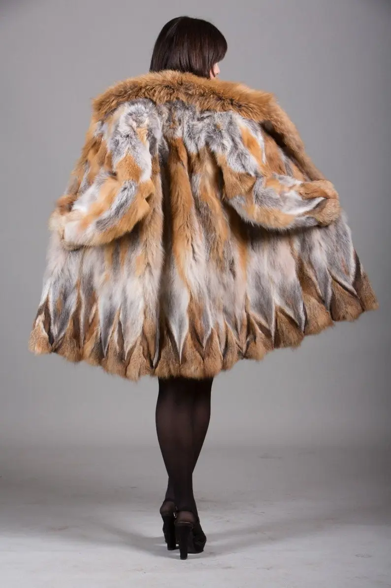 Red Fox Fur Knee Length Jacket
