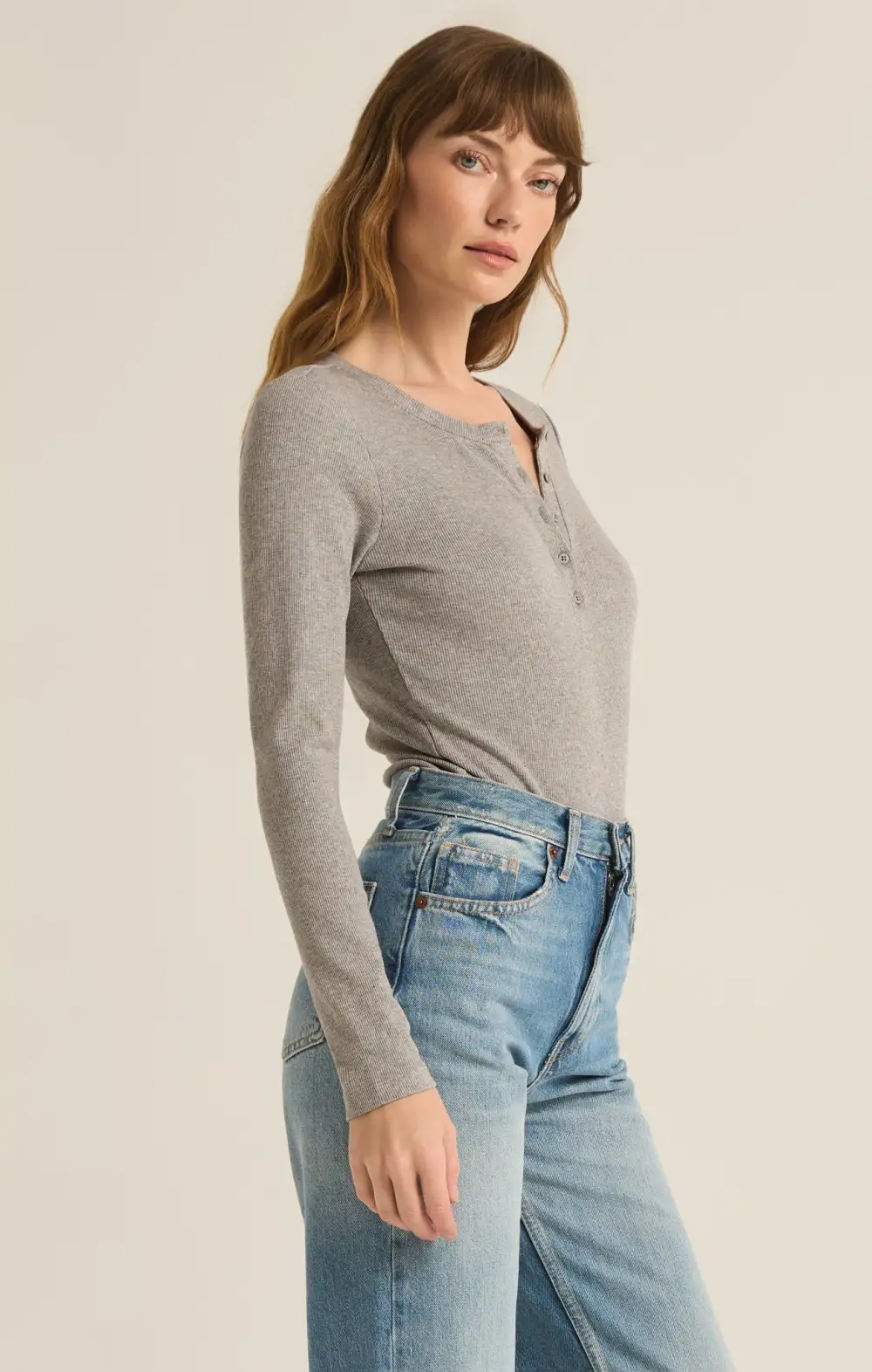 Samara Rib Henley Long Sleeve Bodysuit