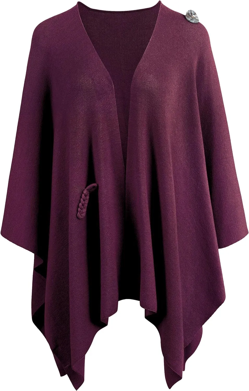 Womens Large Cross Front Poncho Sweater Wrap Topper Knitted Elegant Shawls Cape for Fall Winter