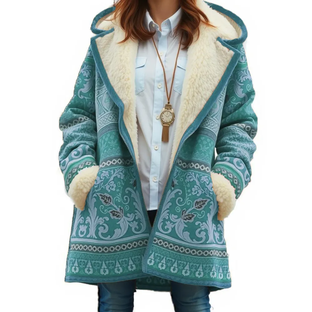 Cowhorn Buckle Pockets Women Coat Fleece Lined Hooded Winter Coat Outerwear Parka Plush Coat Fleece Jacket, brown