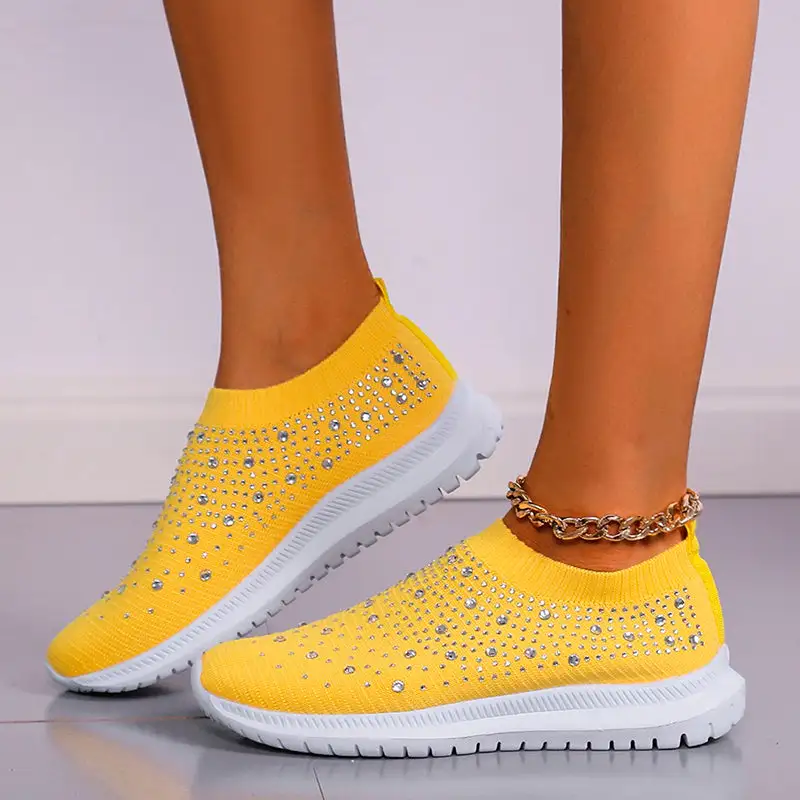 Women's Crystal Breathable SlipOn Walking Shoes