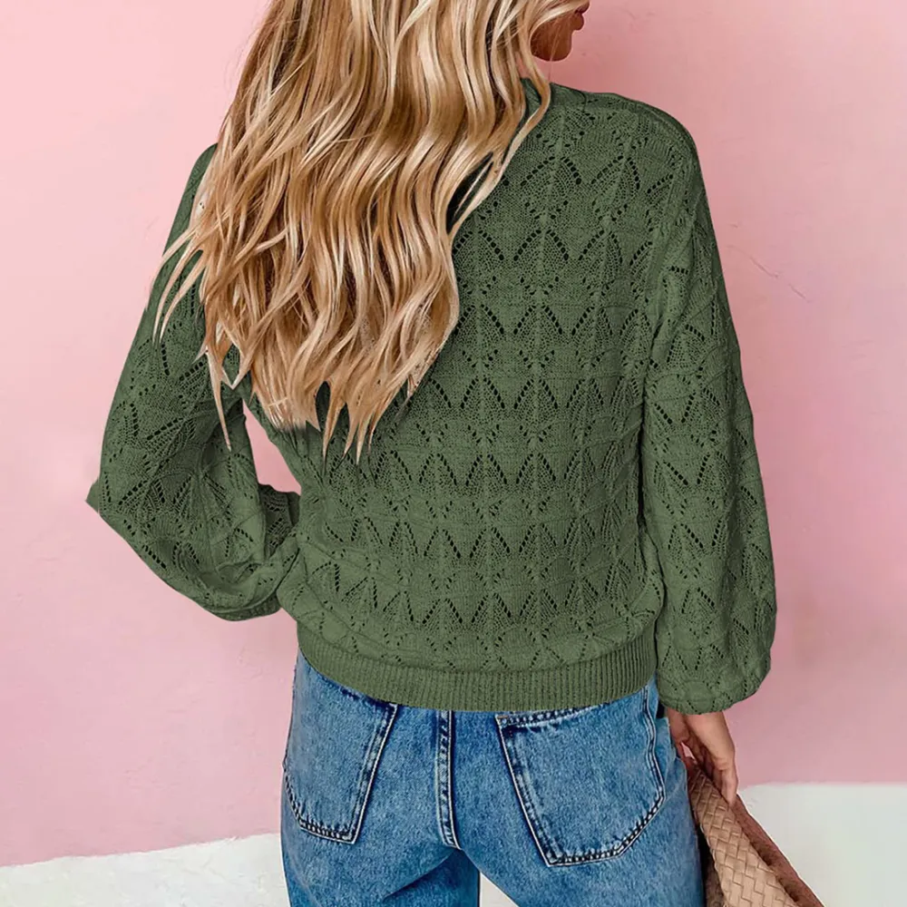 Solid Colors Jacquard Weave Casual Cardigan