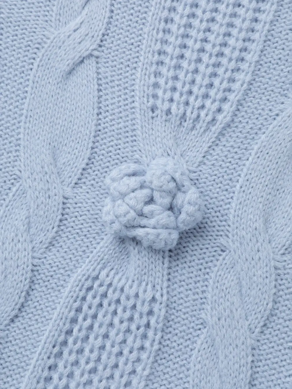 Twisted Texture Hand-Hooked Flowers Pullover