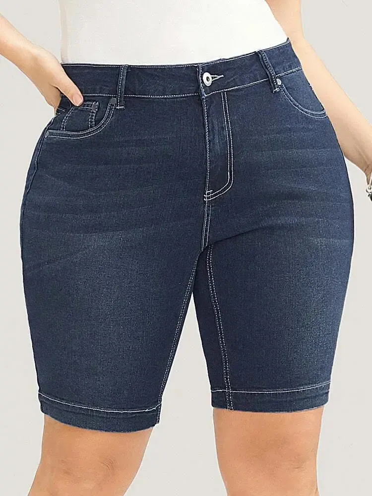 4 Pack Very Stretchy High Rise Dark Wash Denim Shorts