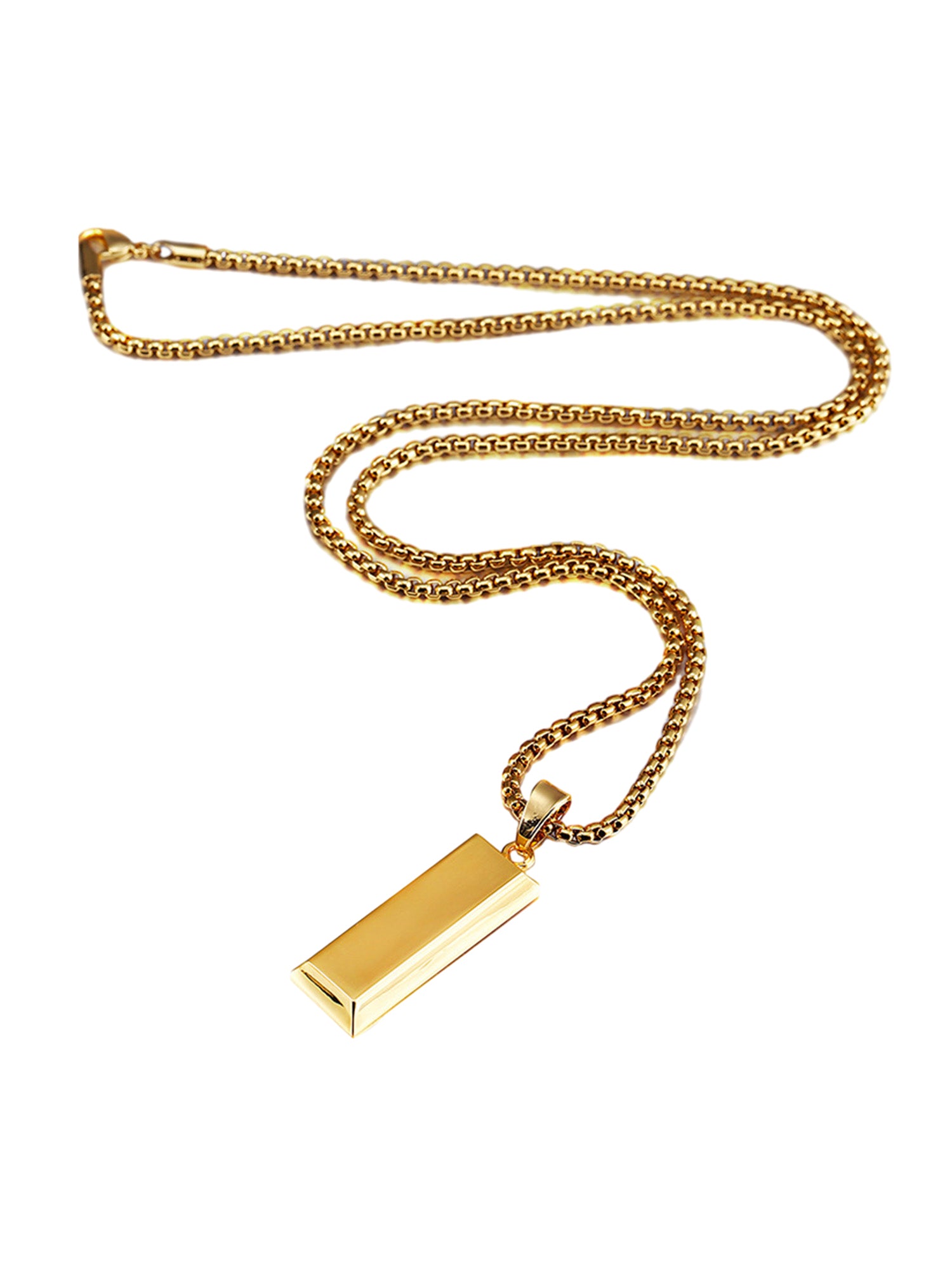 Gold Bar Hip Hop Pendant Necklace