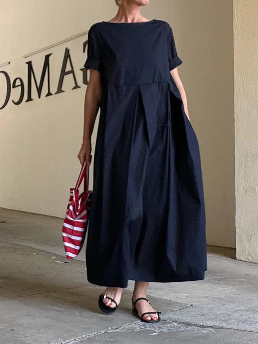 Relaxed Loose Solid Color Maxi Dress