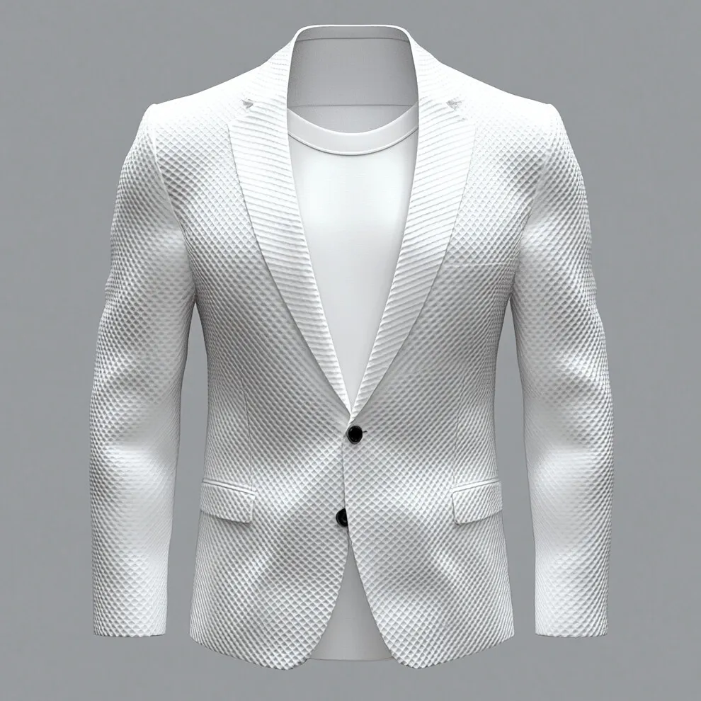 Men's Long Sleeve Two Button Notched Lapel Textured Blazer