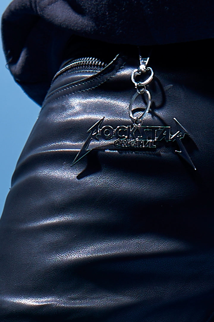 Ricky Black Faux Leather Stacked Jean