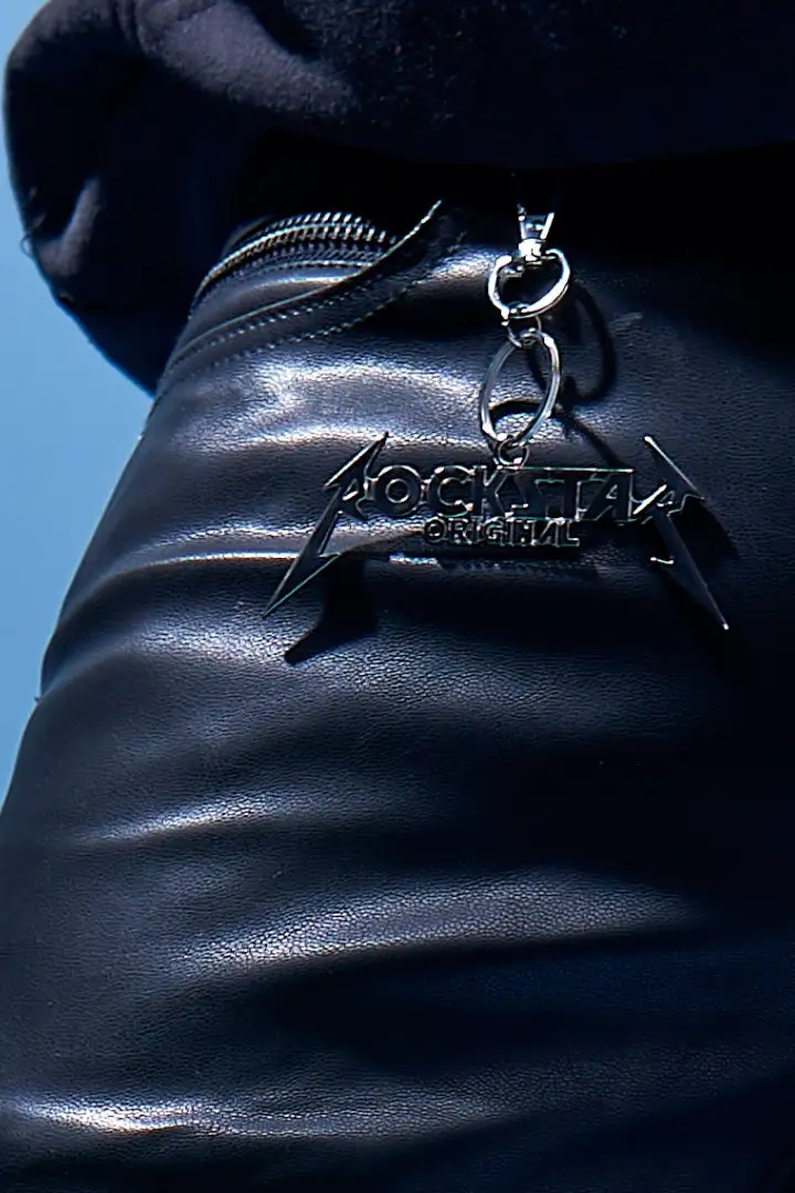 Ricky Black Faux Leather Stacked Jean