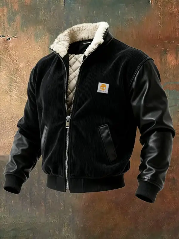 Men's Vintage Corduroy Leather Quilted Outdoor Jacket
