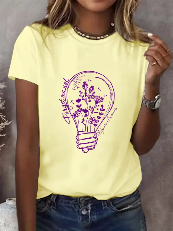 Alzheimer'S Awareness Print Casual T-Shirt