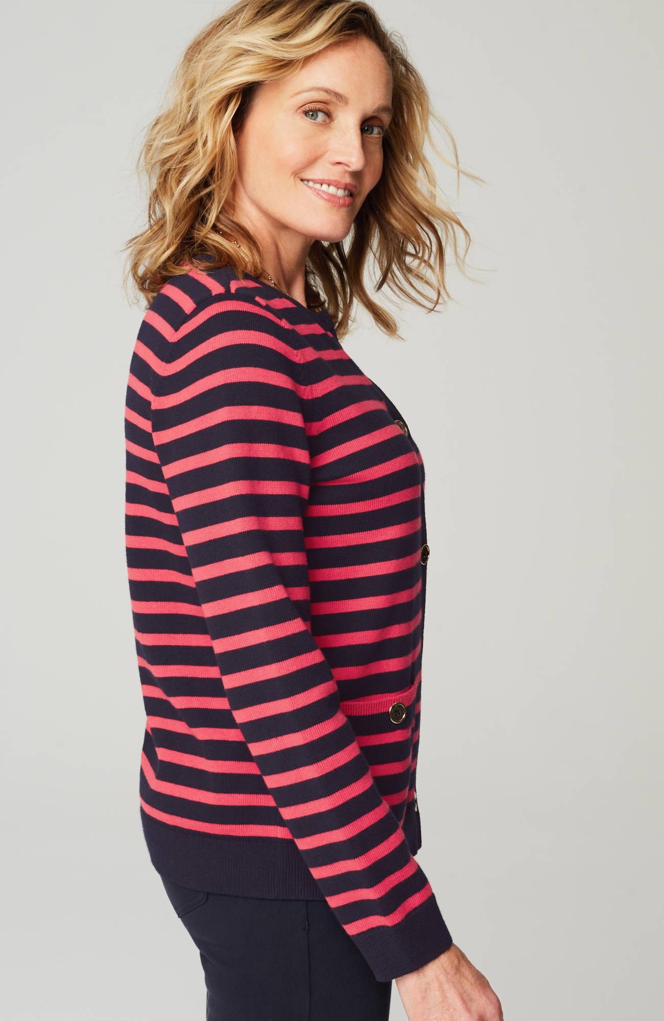 wearever button-front striped cardi