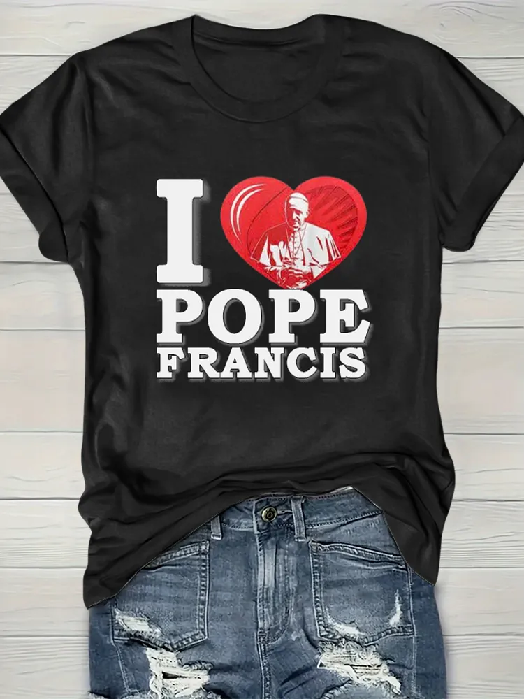 Women's I Love PF Print Short Sleeve Round Neck Cotton T-Shirt