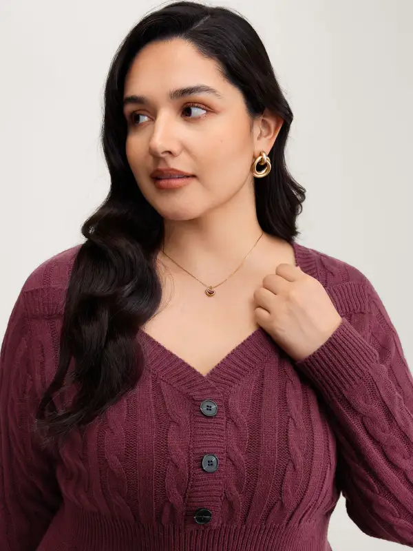 Cinched-Waist Sweetheart Textured A-Line Pullover