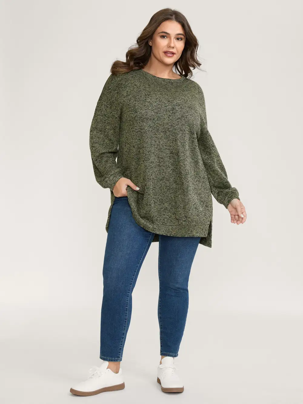 Relaxed Fit Split Hem Pullover