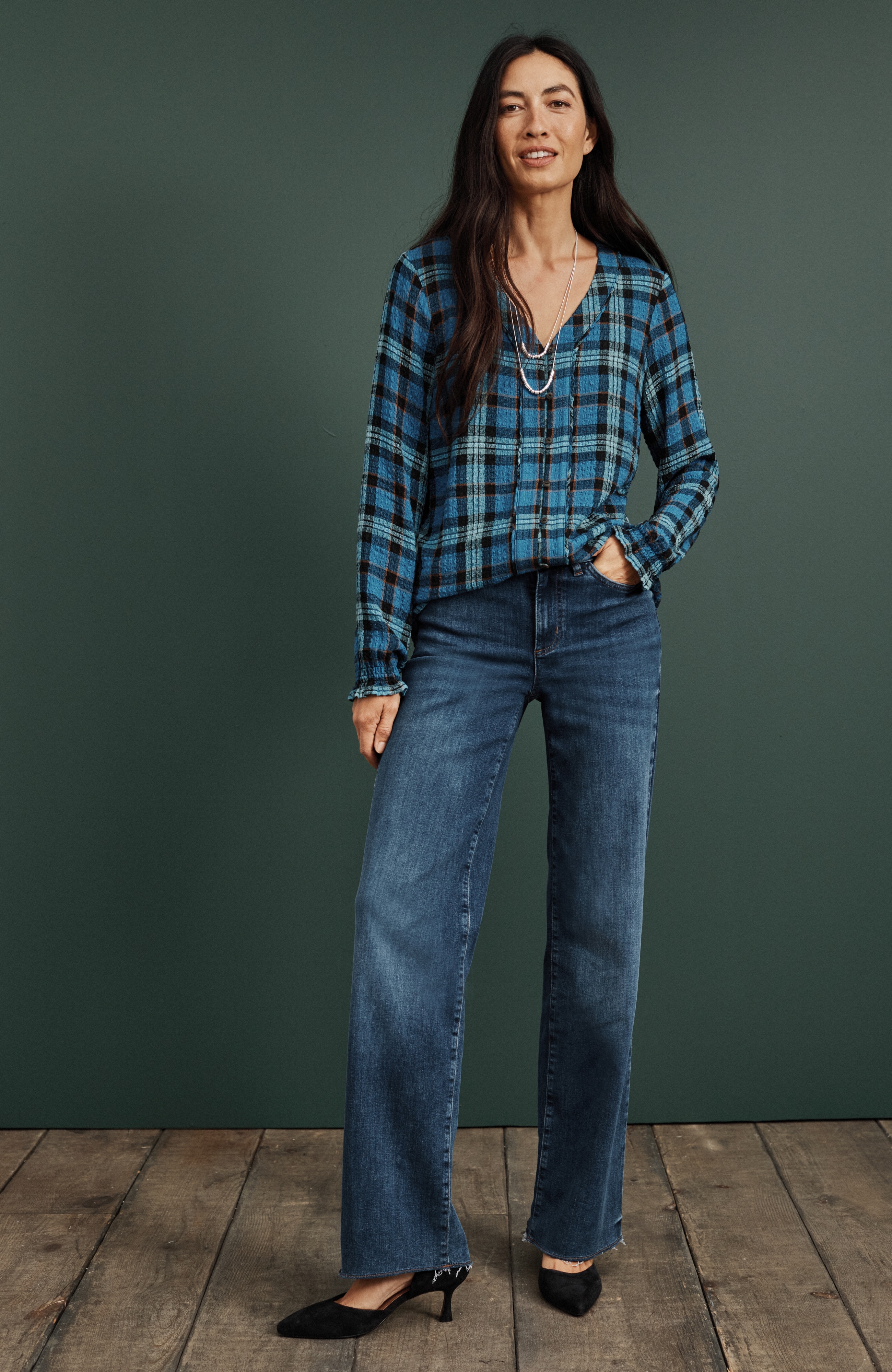 Fringe-Hem Wide-Leg Jeans