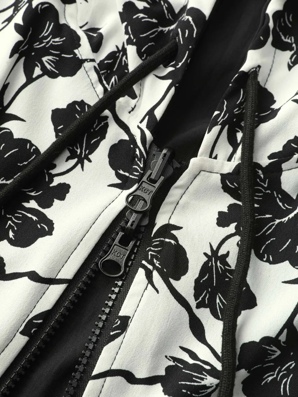 Floral Print Reversible Hooded Coat