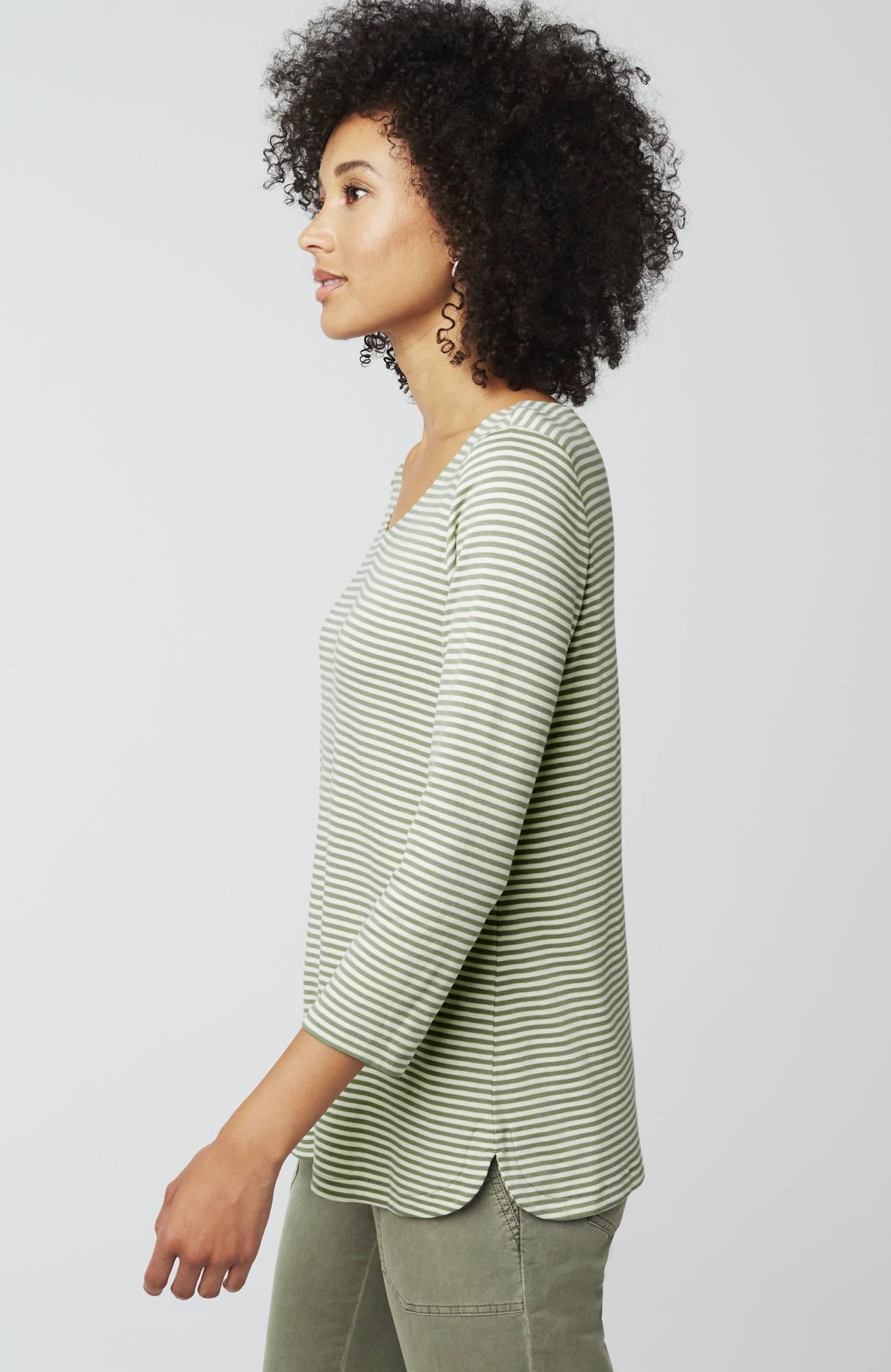 pima 3/4-sleeve v-neck tee