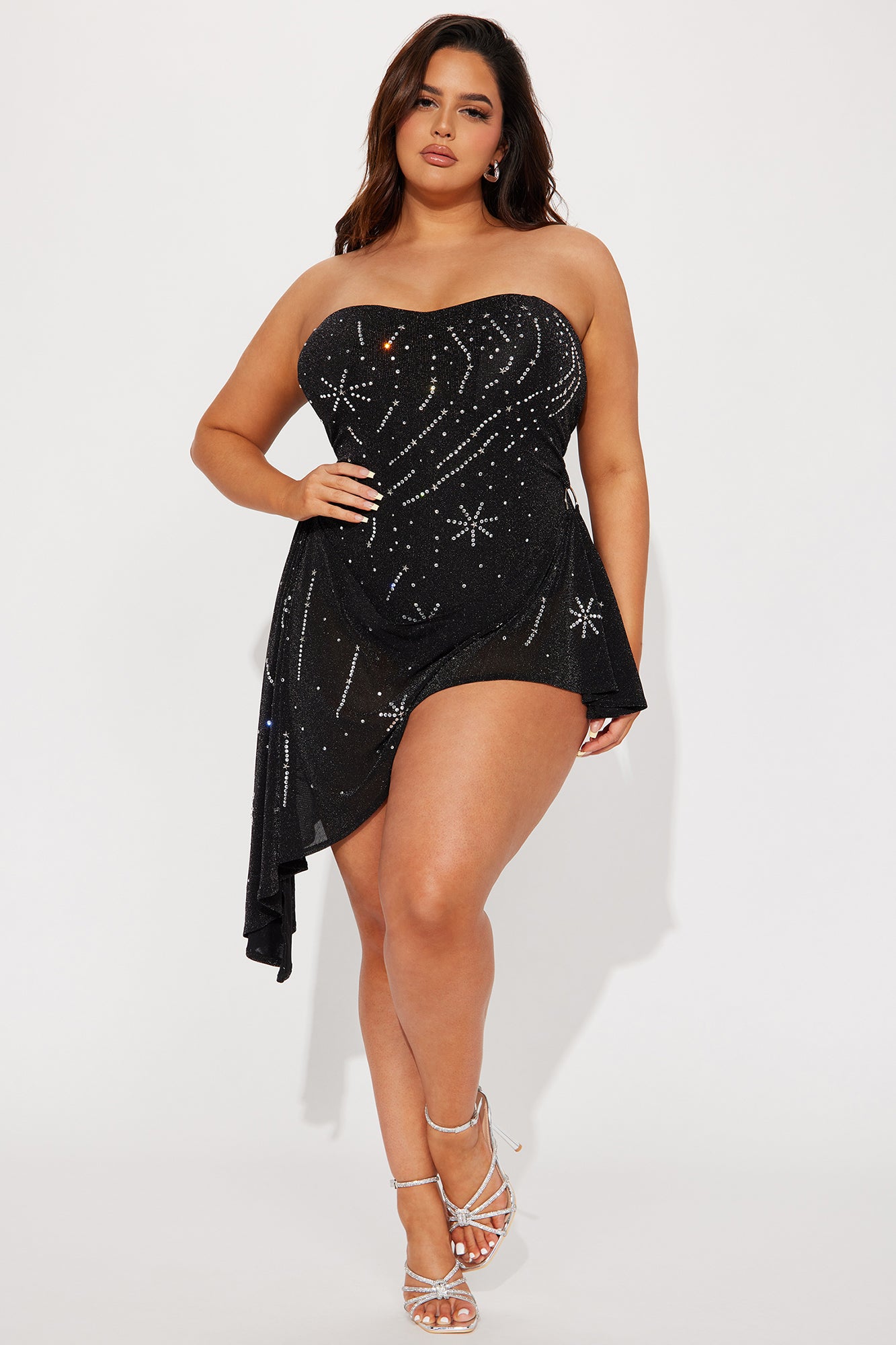 Emily Embellished Mini Dress - Black
