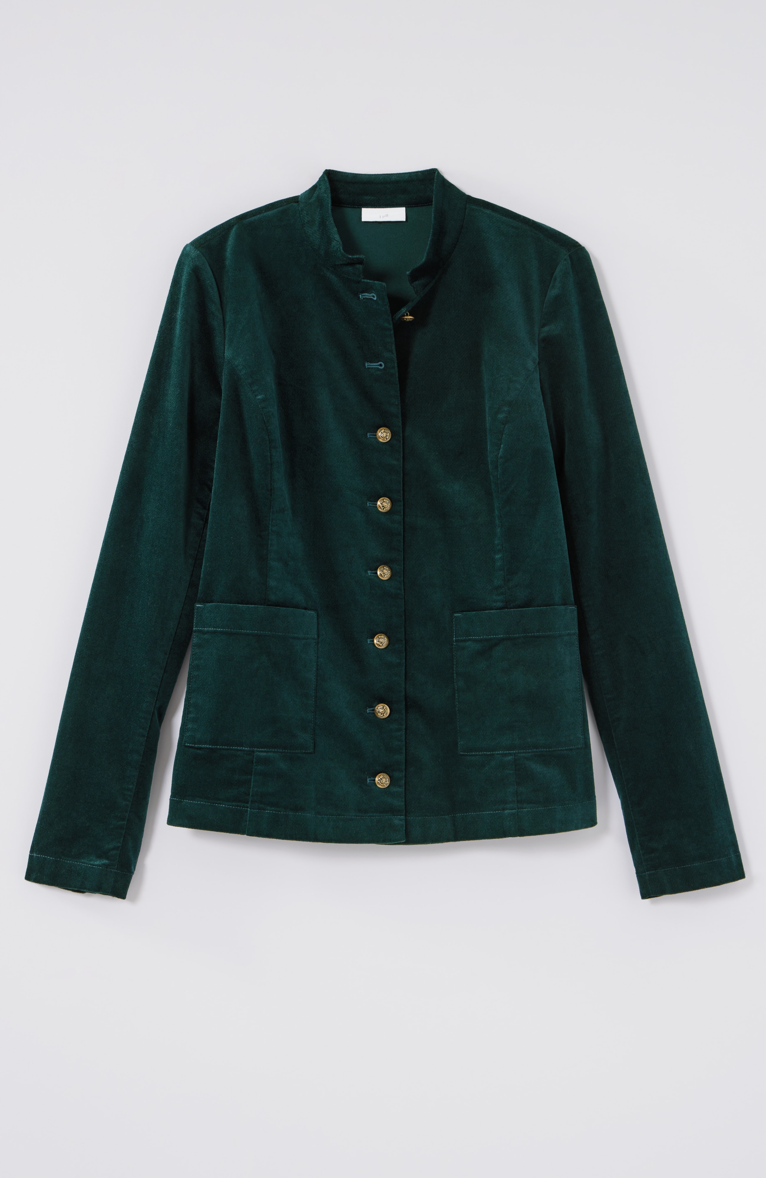 Velveteen-Stretch Military Jacket