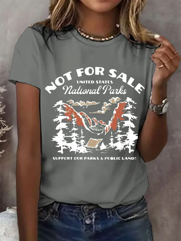 Women'S Support National Parks Print Round Neck T-Shirt