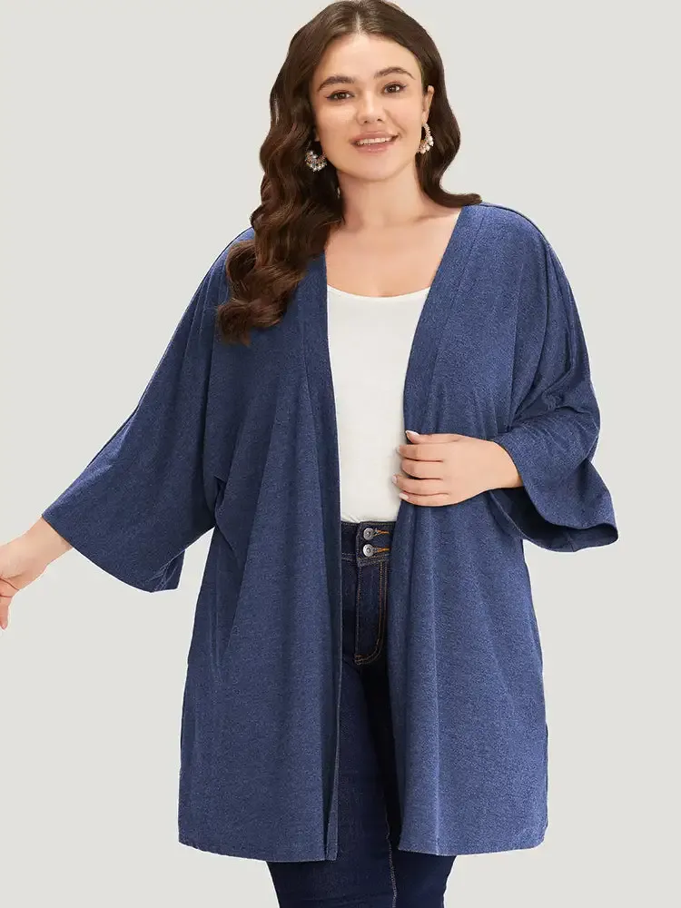 Supersoft Essentials Plain Open Front Pocket Batwing Sleeve Kimono