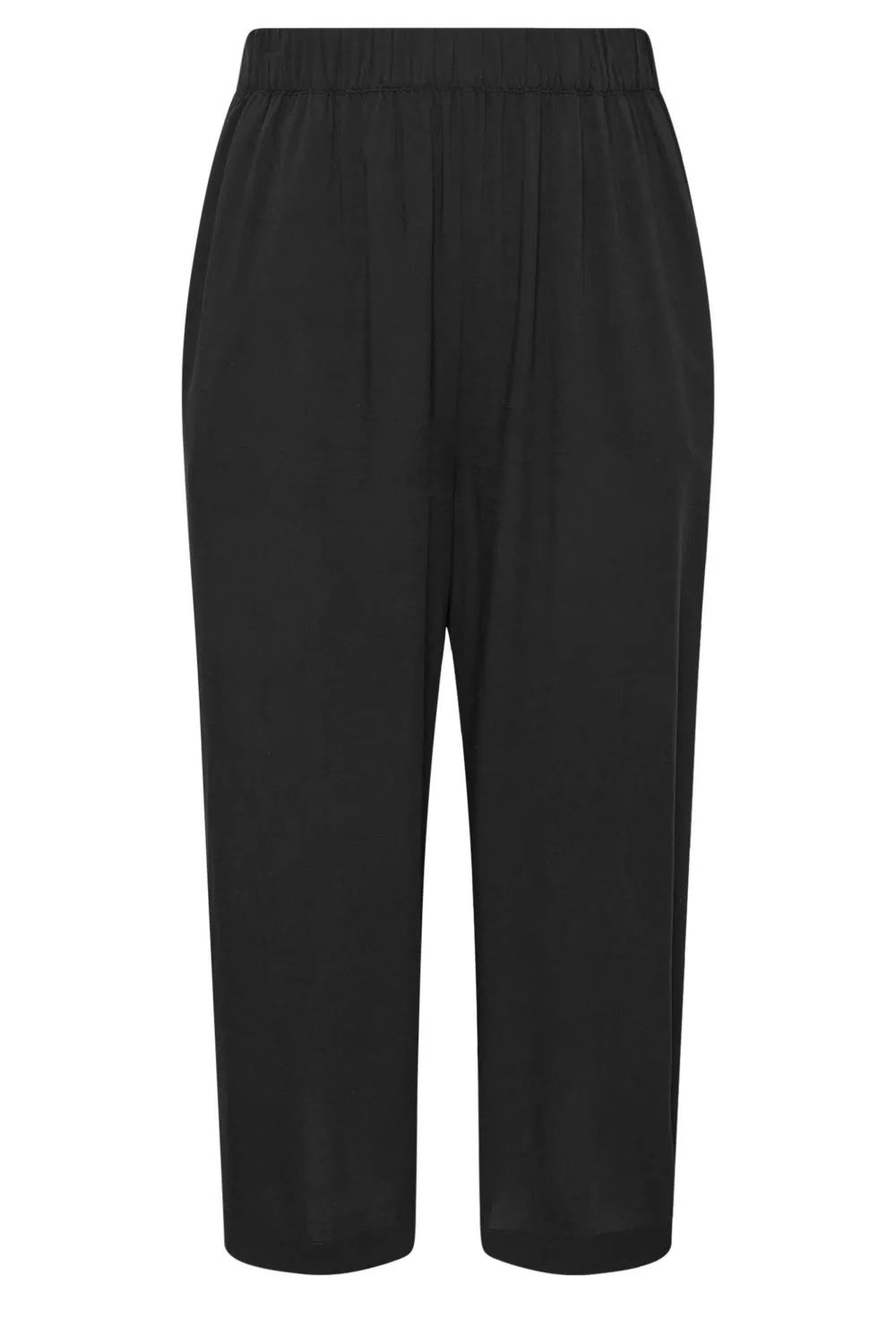 YOURS Curve Black Wide Leg Cropped Trousers