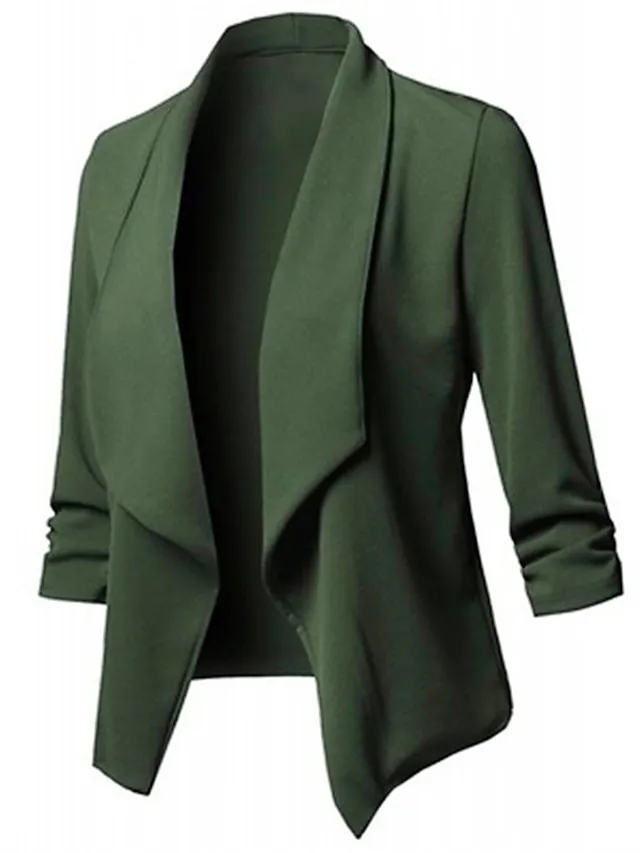 Women's Casual Jacket Work Street Daily Fall Winter Coat Regular Fit Warm Breathable Comtemporary Stylish Casual Jacket Long Sleeve Plain Slim Fit Black White Wine