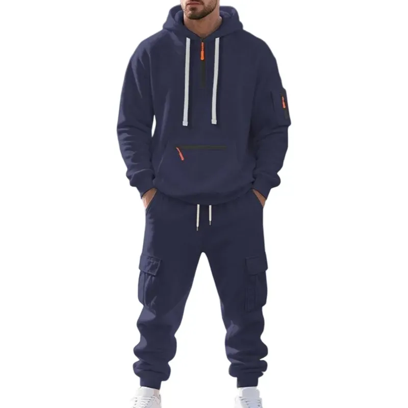 Men's 8-Sets Hoodie & Cargo Pants Tracksuit Set