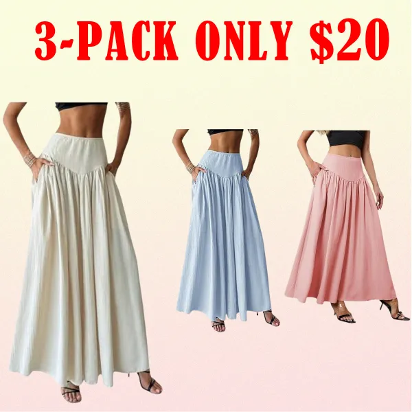 Milumia Women's Pleated Flowy Long Skirts High Waist Maxi Skirt with Pocket