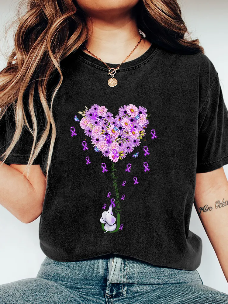 Women's I Will Remember For You Purple Ribbon Alzheimer Elephant Premium T-Shirt