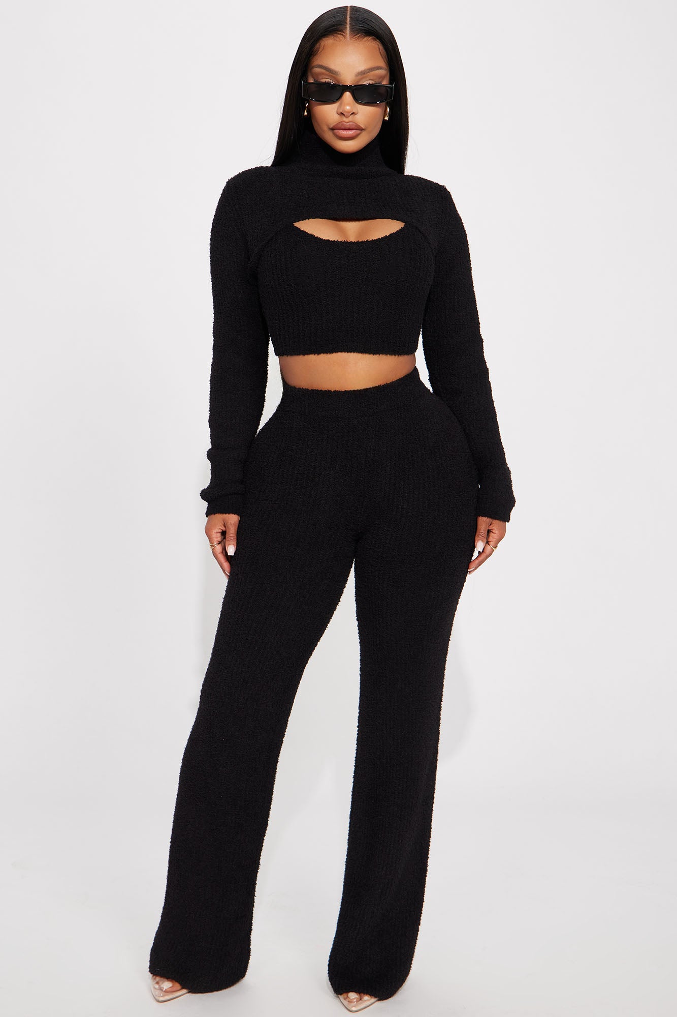 Feeling Cozy 3 Piece Pant Set - Black