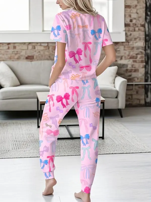 Women's 2-Piece Pajama Set – Short Sleeve Tee & Pants Loungewear.