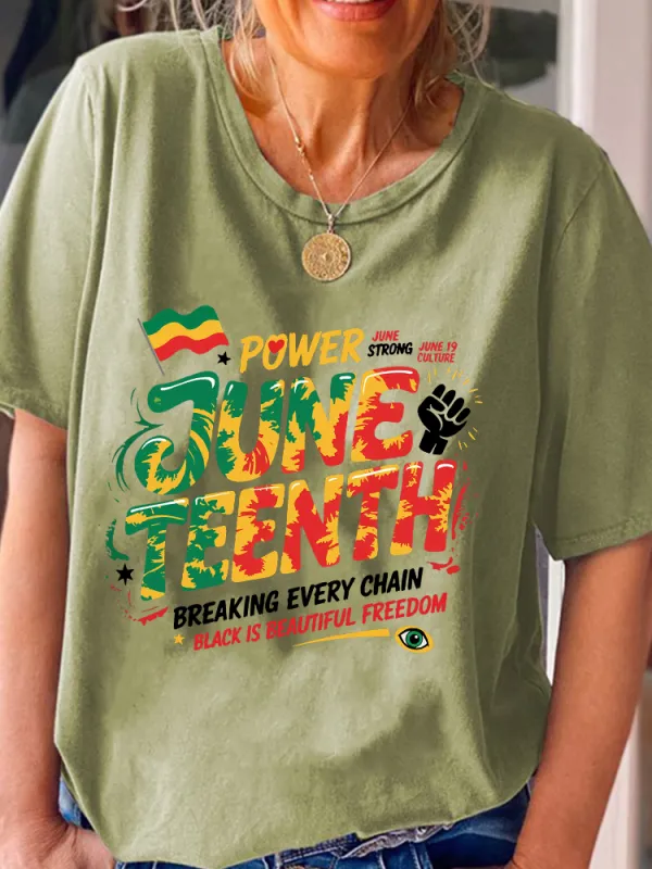 Women'S Juneteenth Breaking Every Chain Black Is Beautiful Freedom Round-Neck Short-Sleeved T-Shirt