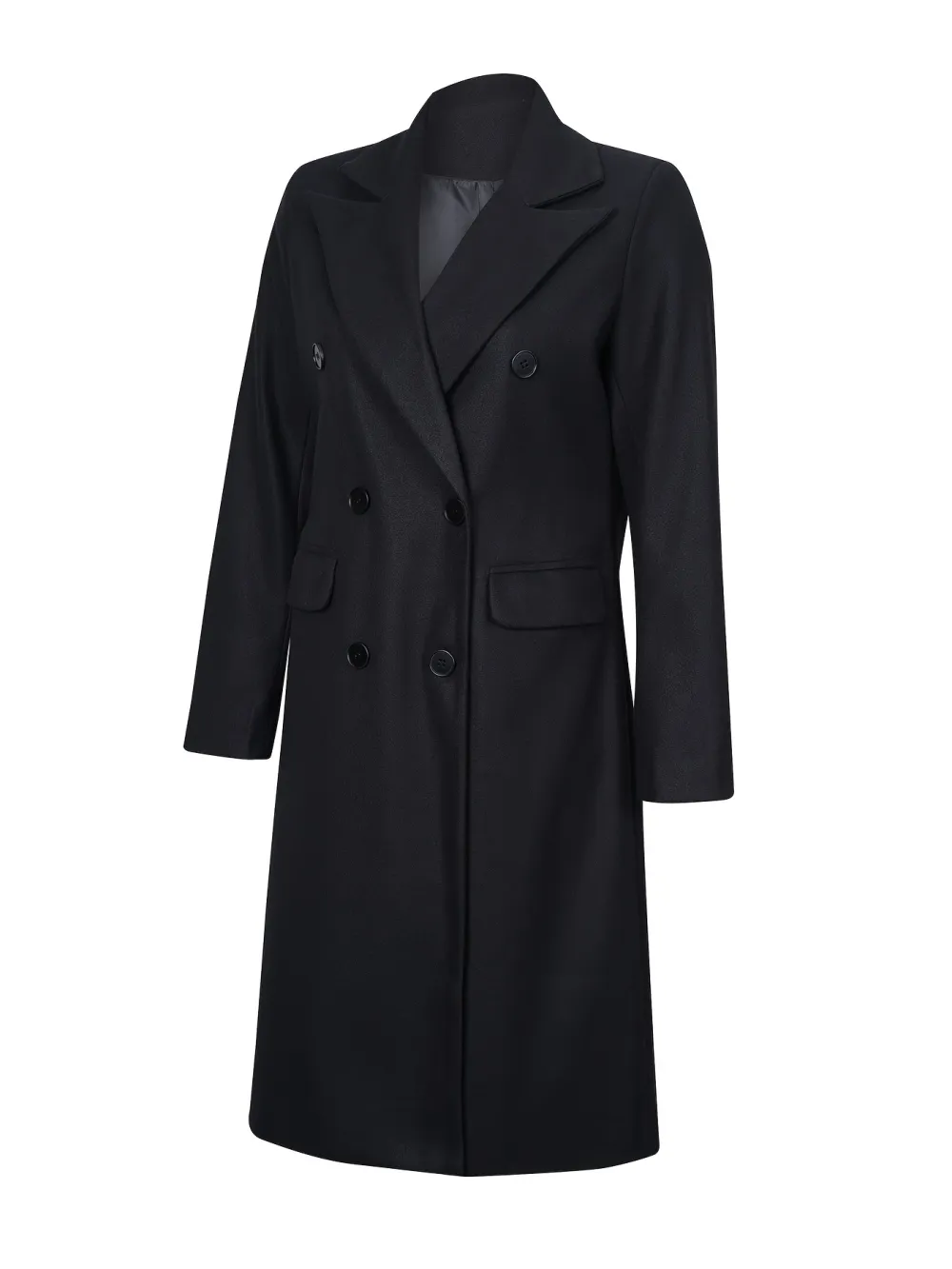 Double Breasted Simple Trench Coat, Casual Long Sleeve Outerwear, Women's Clothing