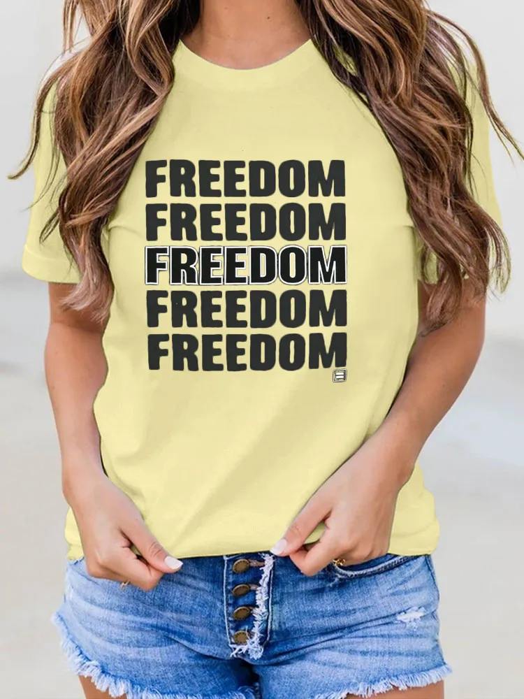 Freedom T-Shirt Pure Cotton Round-Neck Short-Sleeved Top