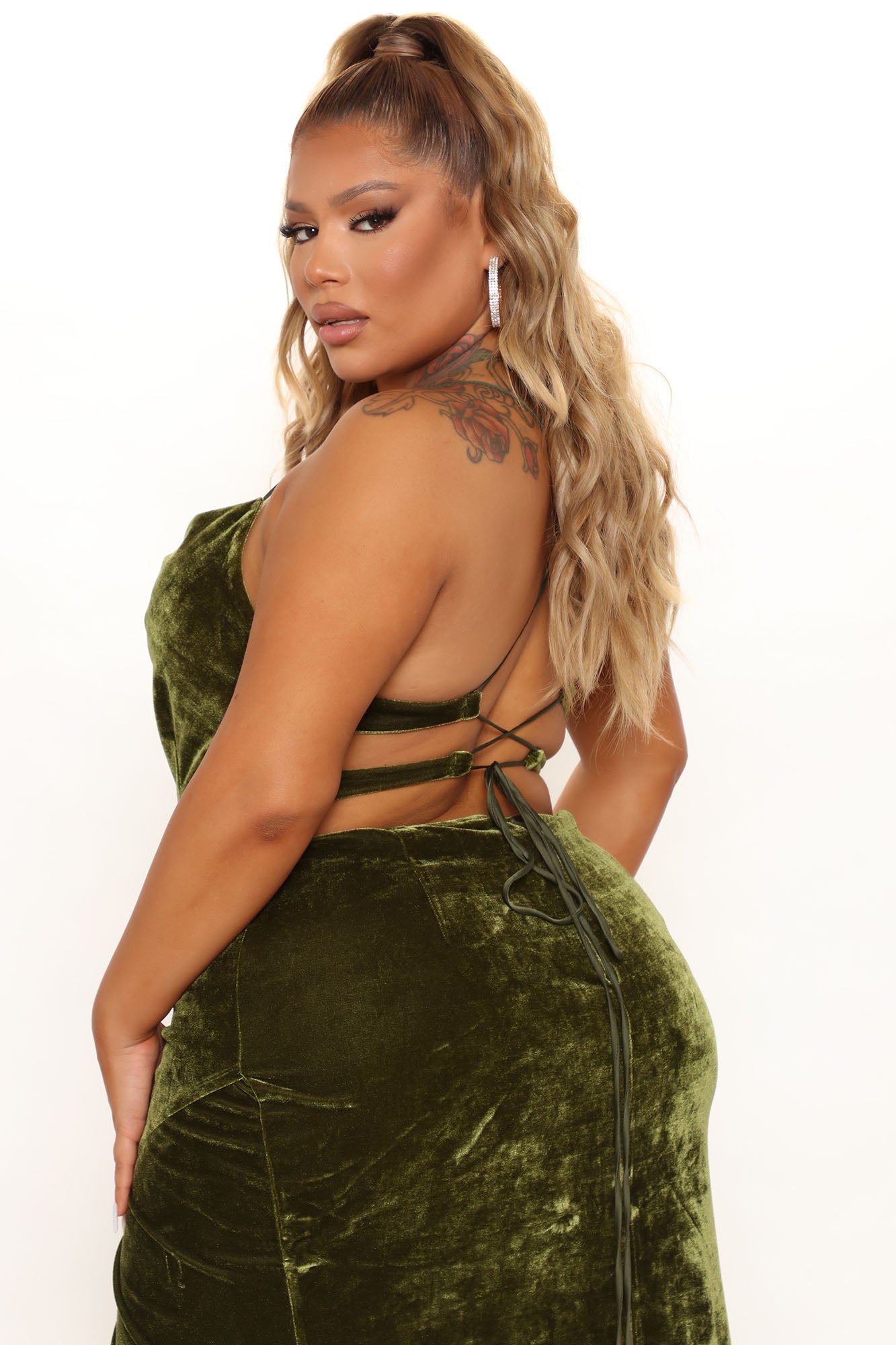 Love You Mean It Velvet Maxi Dress - Olive