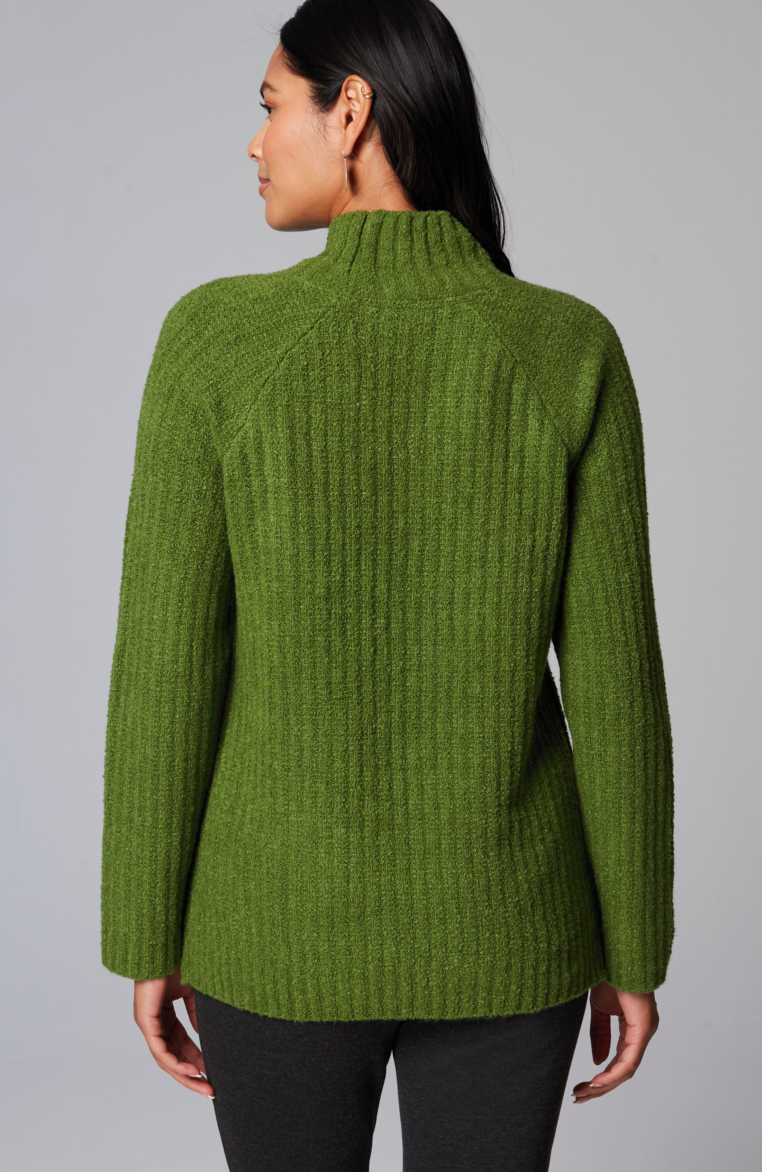 Mixed-Textures High-Neck Sweater