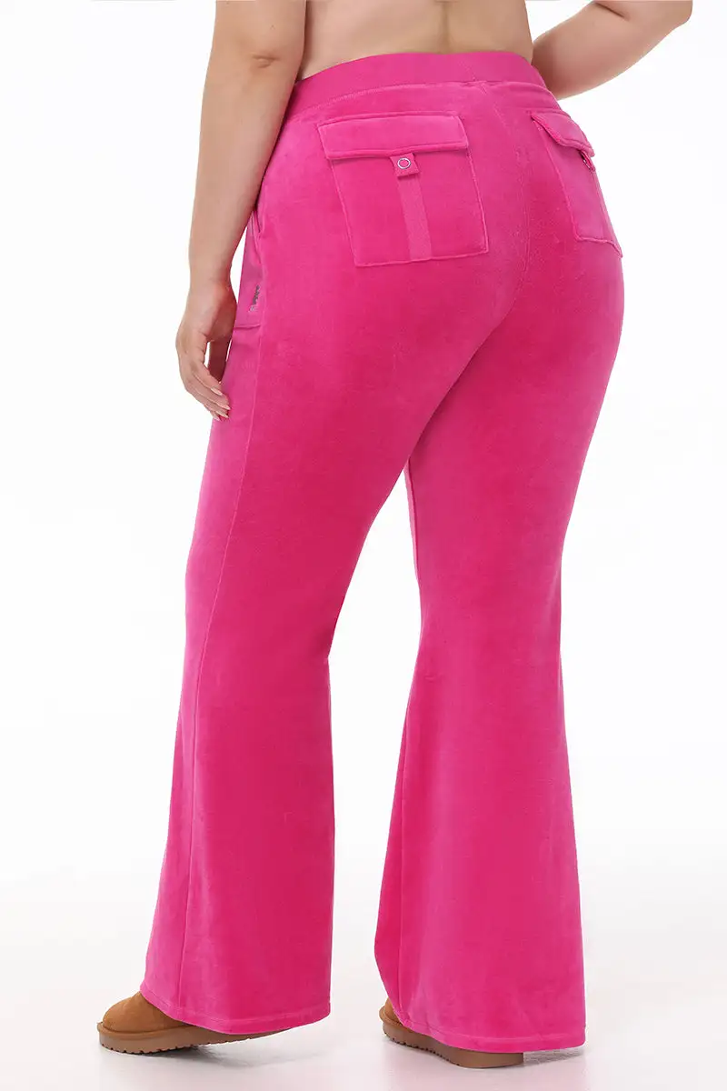 Plus-Size Hollywood Scottie Snap Pocket Velour Track Pants