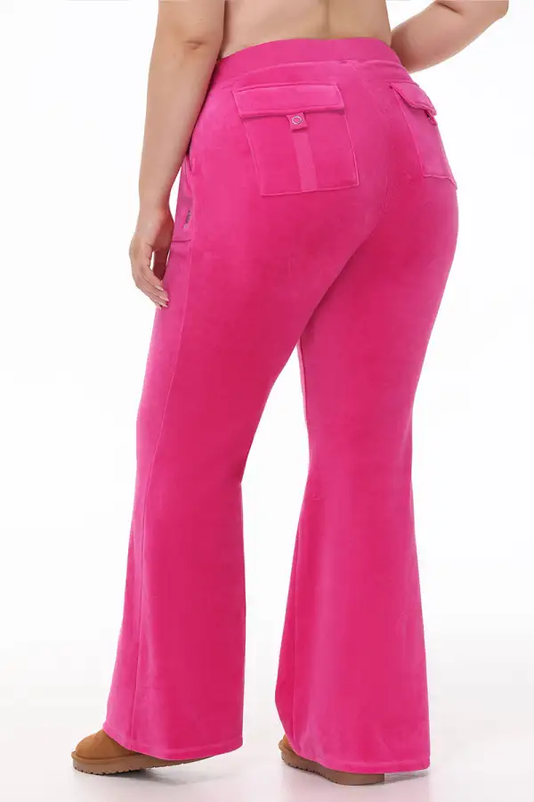 Plus-Size Hollywood Scottie Snap Pocket Velour Track Pants
