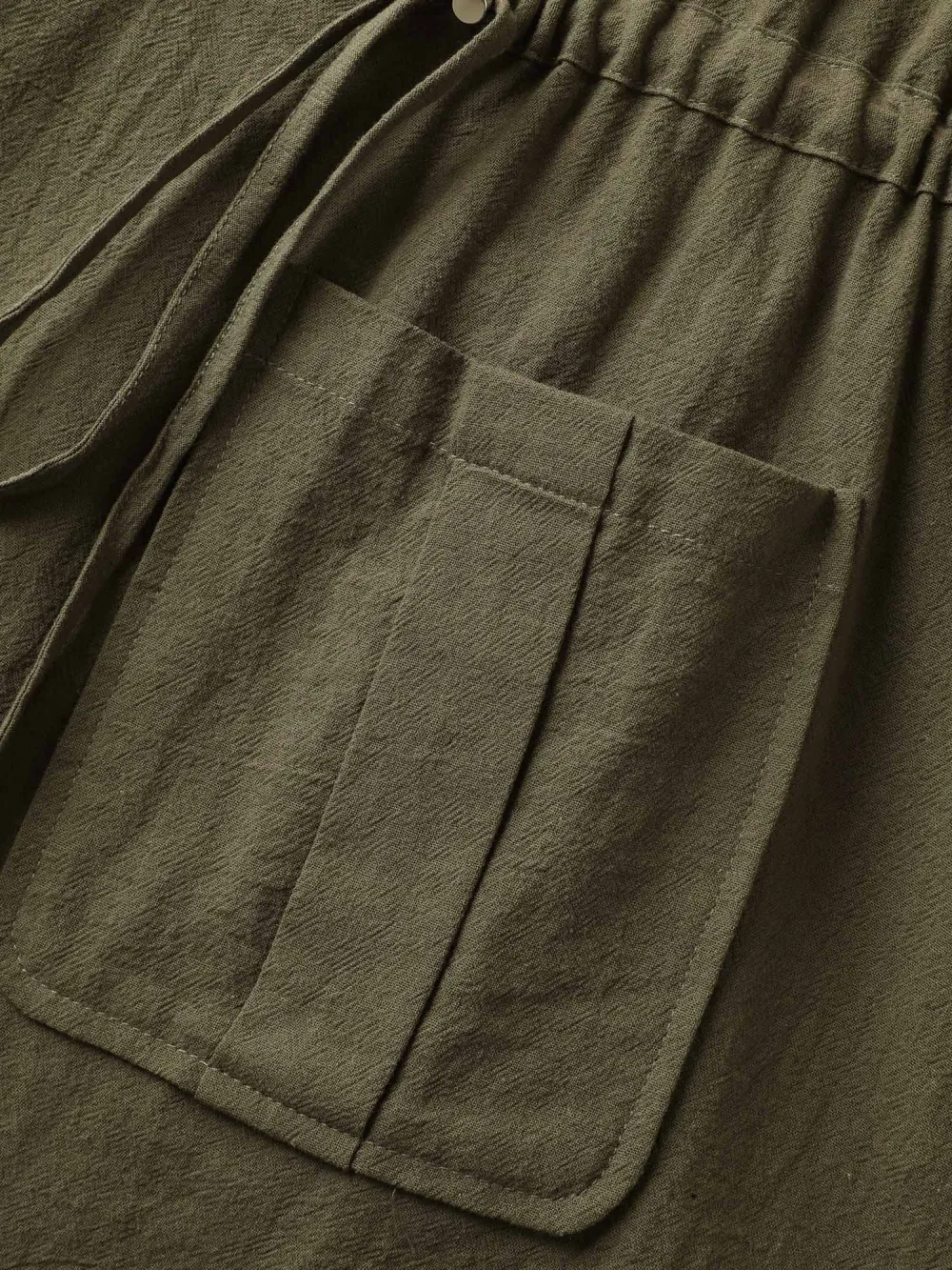 Cotton Waist Defining Drawstring Pocket Vest