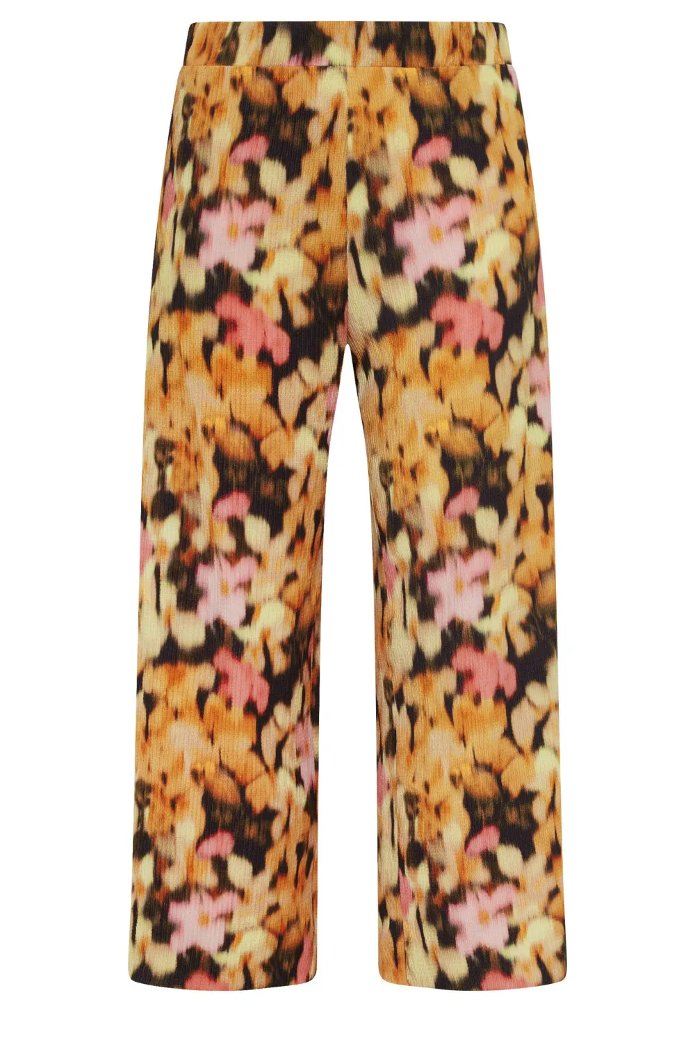 YOURS Curve Blue Abstract Print Textured Wide Leg Trousers