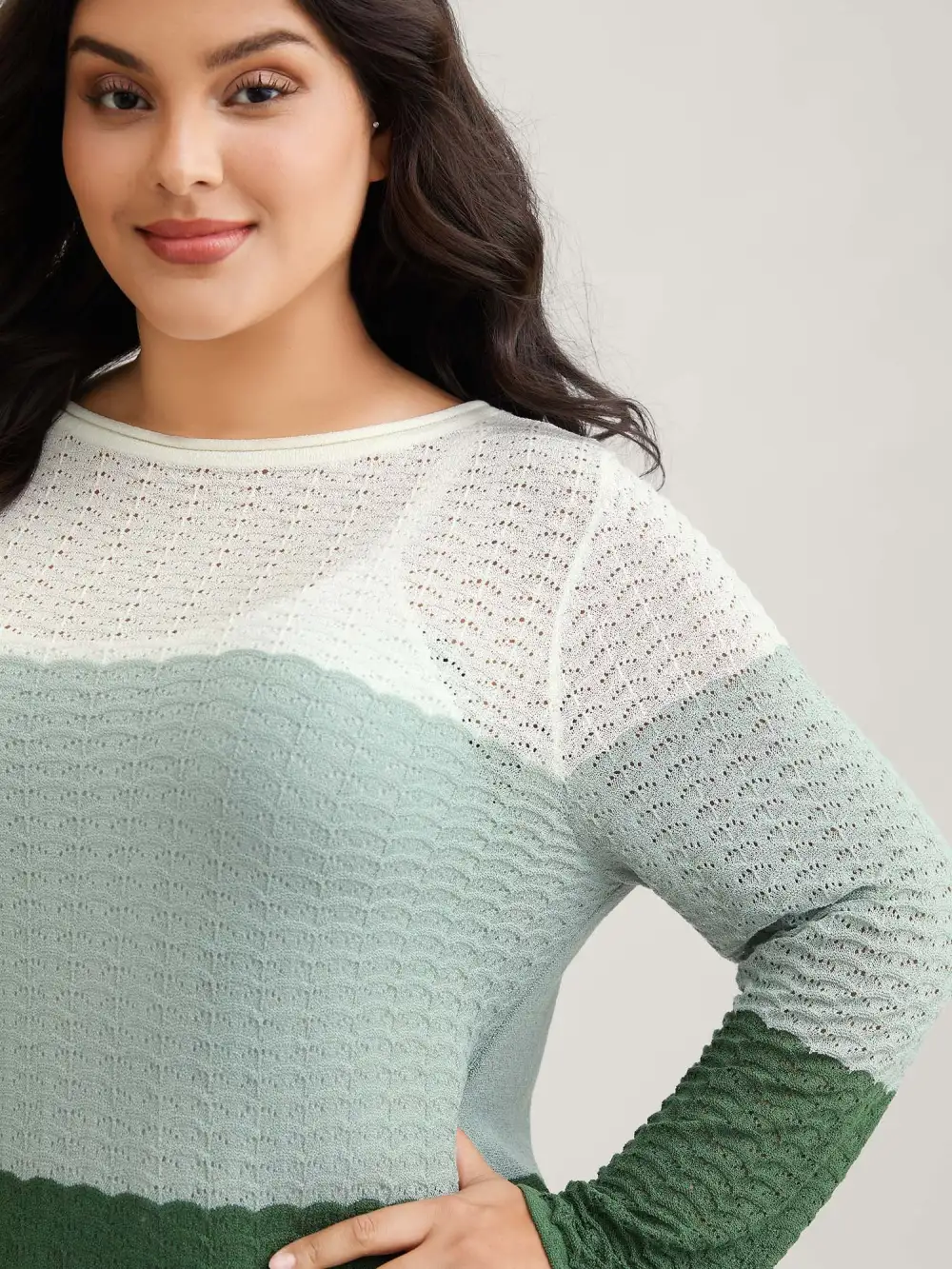 Color Contrast Boat Neck Lightweight Pullover