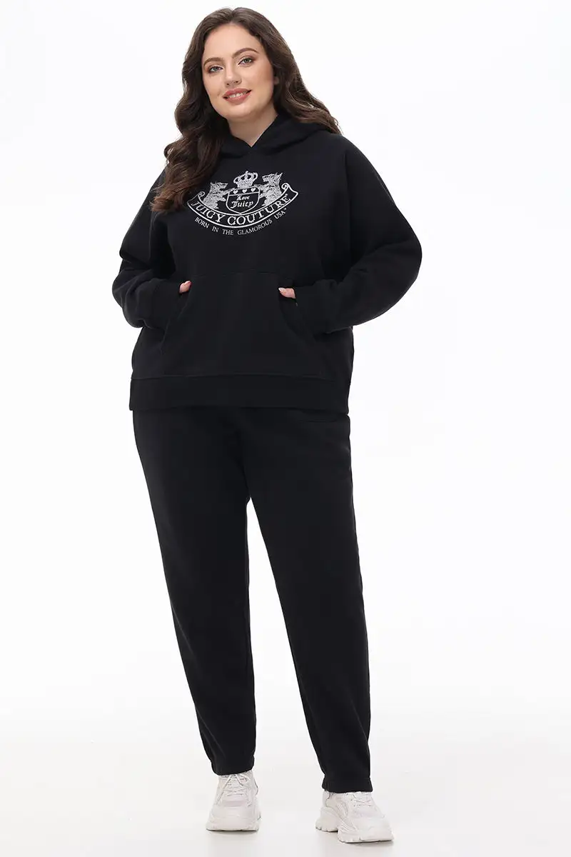 Plus-Size Oversized Fleece Scottie Dog Hoodie